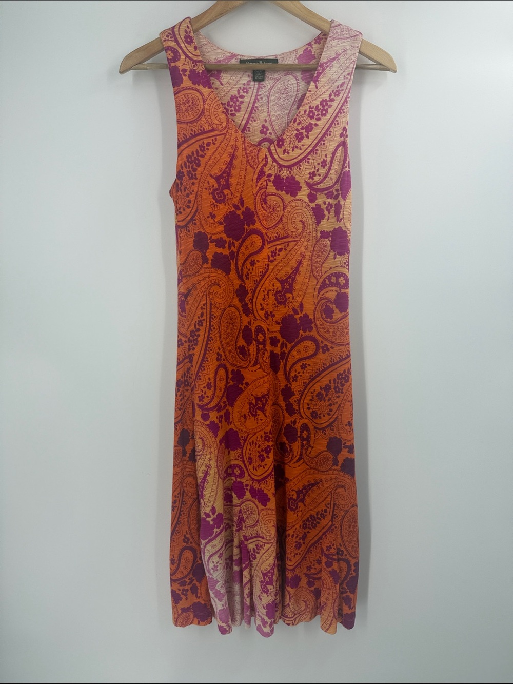 Tommy Bahama summer maxi tank dress ombre paisley floral tropical orange pink